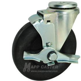 5" x 1-3/8" High Temp Nylon Wheel Hollow Kingpin Swivel Brake Caster - 350 Lbs. Capacity