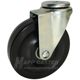 5" x 1-1/4" Hard Rubber Ball Bearing Wheel Hollowkingpin Caster - 300 Lbs Capacity