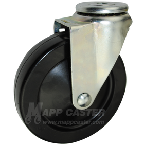 5" x 1-1/4" Soft Rubber Wheel Hollow kingpin Swivel Caster - 250 Lbs Capacity