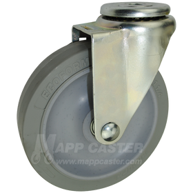 5" x 1-1/4" Thermoplastic Rubber Wheel Hollow Kingpin Swivel Caster - 350 lbs Capacity
