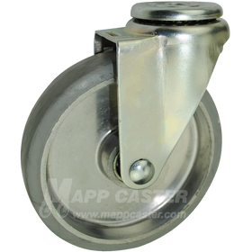 5" x 1-1/4" Rubber on Aluminum Wheel Hollow Kingpin Caster - 275 Lbs Capacity