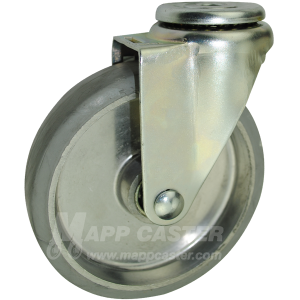 5" x 1-1/4" Rubber on Aluminum Wheel Hollow Kingpin Caster - 275 Lbs Capacity