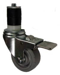 3" x 1-1/4" Thermoplastic Rubber (TPR) Wheel Swivel Caster with Total Lock Brake - Select Expanding Stem Size - 180 Lbs Capacity