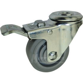 3" x 1-1/4" Thermoplastic Rubber Wheel Hollow Kingpin Caster with Total Lock Brake- 180 Lbs Capacity