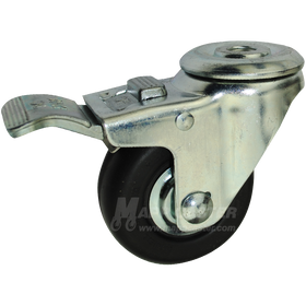 3" x 1-1/4" Neoprene Wheel Hollow Kingpin Caster with Total Lock Brake - 200 Lbs Capacity