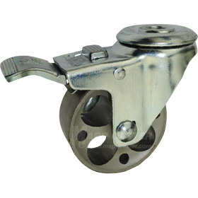 3" x 1-1/4" Steel Wheel Hollow Kingpin Caster with Total Locking Brake - 250 Lbs Capacity