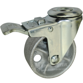3-1/2" x 1-1/2" Steel Wheel Hollow Kingpin Total Lock Brake Caster - 350 Lbs Capacity