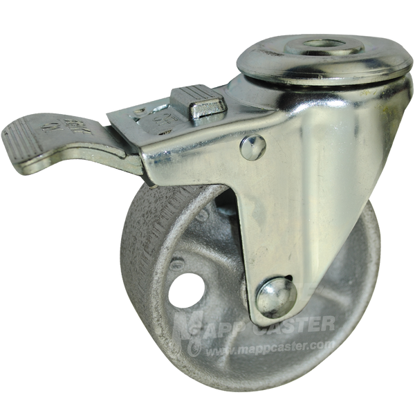 3-1/2" x 1-1/2" Steel Wheel Hollow Kingpin Total Lock Brake Caster - 350 Lbs Capacity