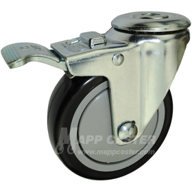 4" x 1-1/4" Polyurethane Wheel Hollow Kingpin Caster with Total Lock Brake - 350 Lbs Capacity