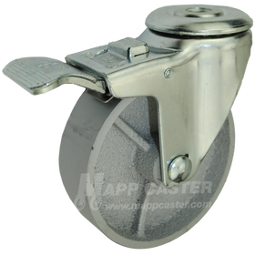4" x 1-1/4" Steel Wheel Hollow Kingpin Swivel Total Locking Brake Caster - 350 Lbs Capacity