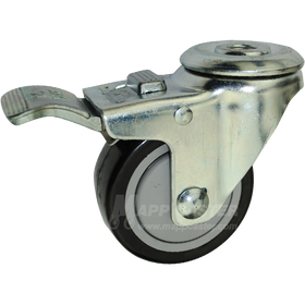 3" x 1-1/4" Polyurethane Wheel Hollow Kingpin Caster with Total Lock Brake - 300 Lbs Capacity