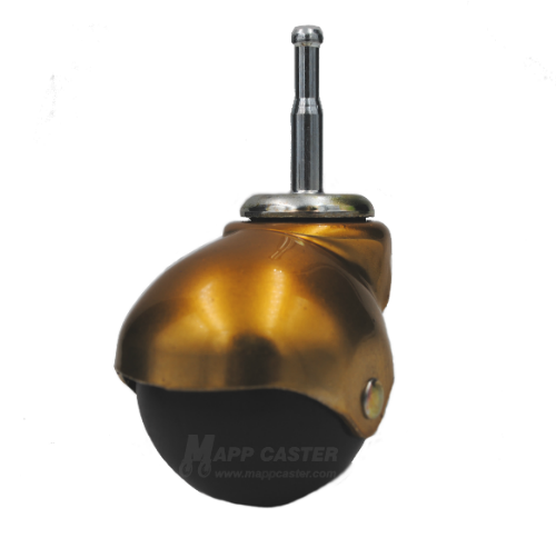 2" Baron Spherical Carpet Wheel Caster with 5/16 Grip Neck Stem & Brass Finish (Made in USA)