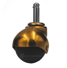 2" Baron Sperical Carpet Wheel Caster with 7/16" Grip Ring Stem & Brass Finish (Made in USA)
