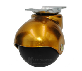 2" Baron Spherical Carpet Wheel Caster with Top Plate & Brass Finish (Made in USA)