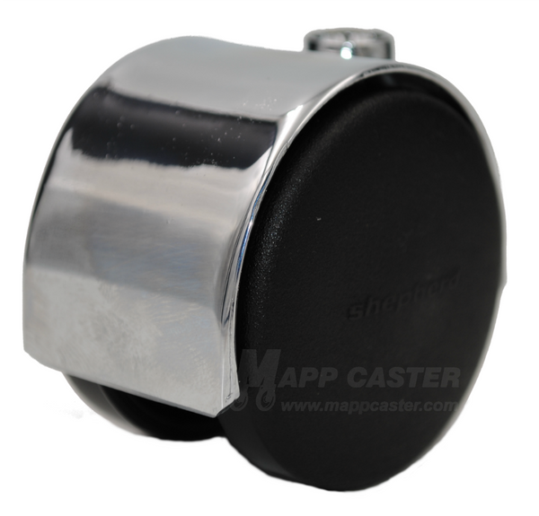 2" (50mm) Pacer Carpet Twin Wheel Caster with Bright Chrome Finish - Select Stem Type (Made in USA)