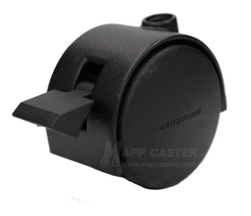 2" (50mm) Pacer Carpet Twin Wheel Caster with Flat Black Finish & Brake - Select Stem Type (Made in USA)