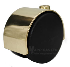 2-3/8" (60mm) Pacer Carpet Twin Wheel Caster with Bright Brass Finish - Select Stem Type (Made in USA)