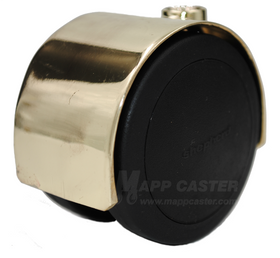 2-3/8" (60mm) Pacer Floor Protective Twin Wheel Caster with Bright Brass Finish - Select Stem Type (Made in USA)