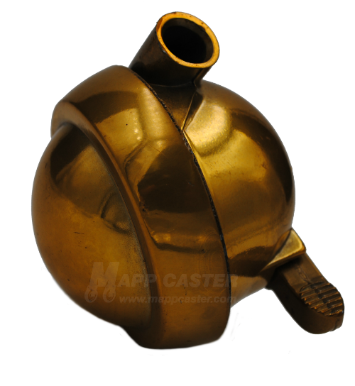 2-1/2" Carpet Wheel Metal Ball Caster with Bright Brass Finish and Brake - Select Mounting Stem (Made in USA)