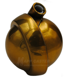 2-1/2" Carpet Wheel Metal Ball Caster with Bright Brass Finish - Select Mounting Stem (Made in USA)