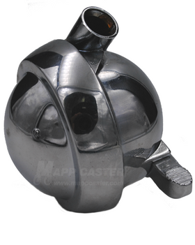 2-1/2" Carpet Wheel Metal Ball Caster with Bright Chrome Finish & Brake - Select Mounting Stem (Made in USA)