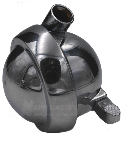 2-1/2" Carpet Wheel Metal Ball Caster with Bright Chrome Finish & Brake - Select Mounting Stem (Made in USA)