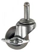 2" x 13/16" Thermoplastic Rubber Wheel Caster with Brake & 7/16" x 1-7/16" Grip Ring Stem - 80 Lbs Capacity