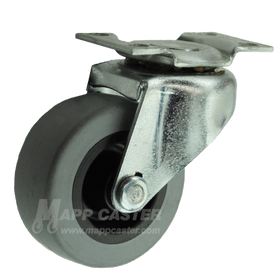2" x 13/16" Thermoplastic Rubber Wheel Swivel Caster with 1-13/16" x 2" Plate - 80 Lbs Capacity