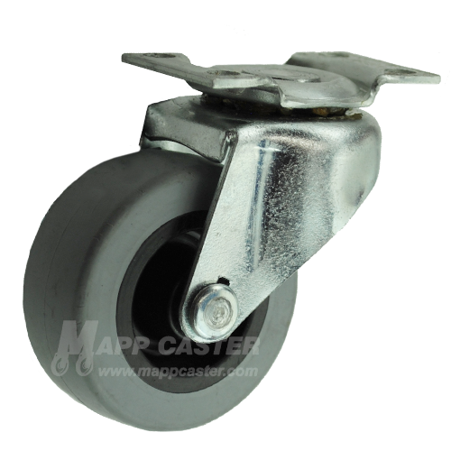 2" x 13/16" Thermoplastic Rubber Wheel Swivel Caster with 1-13/16" x 2" Plate - 80 Lbs Capacity