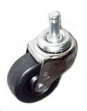2" x 13/16" Soft Rubber Wheel Caster with 3/8" x 1" Grip Ring Stem - 80 Lbs Capacity