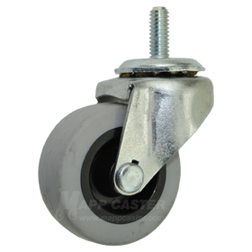 2" x 13/16" Thermoplastic Rubber (TPR) Wheel Swivel Caster with 5/16" x 3/4" Threaded Stem - 80 Lbs Capacity
