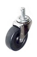 2-1/2" x 13/16" Soft Rubber Wheel Caster with 3/8" x 1" Grip Ring Stem - 80 Lbs Capacity