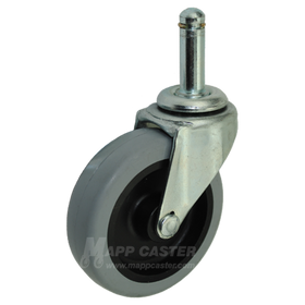 3" x 13/16" Thermoplastic Rubber Wheel Caster with 7/16" x 1-7/16" Grip Ring Stem  - 110 Lbs Capacity