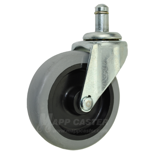 3" x 13/16" Thermoplastic Rubber Wheel Caster with 7/16" x 7/8" Grip Ring Stem - 110 Lbs Capacity