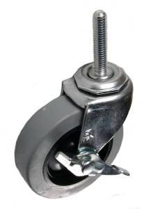 3" x 13/16" Thermoplastic Rubber (TPR) Wheel Swivel Brake Caster with 5/16" x 1-1/2" Threaded Stem - 120 Lbs Capacity