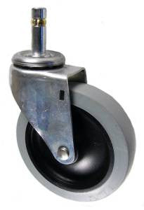 4" x 15/16" Thermoplastic Rubber Wheel Caster with 7/16" x 1-3/8" Grip Ring Stem - 125 Lbs Capacity