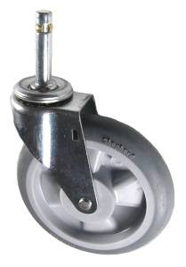 5" x 15/16" Thermoplastic Rubber Crowned Wheel Caster with 7/16" x 2" Grip Ring Stem - 160 Lbs Capacity