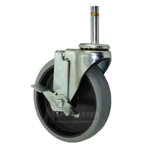 5" x 1" Thermoplastic Rubber Wheel Swivel Caster With 7/16"x 1-15/16" Grip Ring Stem - Part #: 8PRE50204ZNTPRB