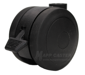 75mm (2.95") Softech Floor Protective Twin Wheel Caster with Black Finish & Brake - Select Stem Type