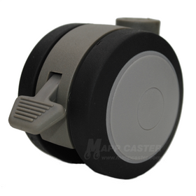 75mm (2.95") Softech Floor Protective Twin Wheel Caster with Grey Finish & Brake - Select Stem Type