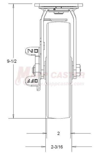 8" x 2" Rubber on Nylon Wheel Swivel Brake Caster - 600 Lbs Capacity