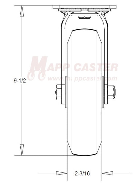 8" x 2" Rubber on Nylon Wheel Swivel Caster - 600 Lbs Capacity