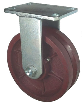 8" x 2-1/2" Ductile Steel V-Groove Wheel Rigid Caster - Part# Q7180R01DVG