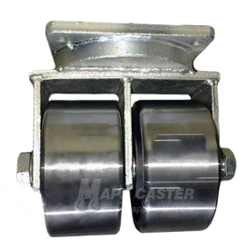 8" x 4" Forged Steel Dual Wheel P96 Rigid Caster - Part #: P96084DWTBFS