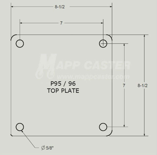 10" x 4" Forged Steel Dual Wheel P96 Rigid Caster - 40,000 Lbs Capacity