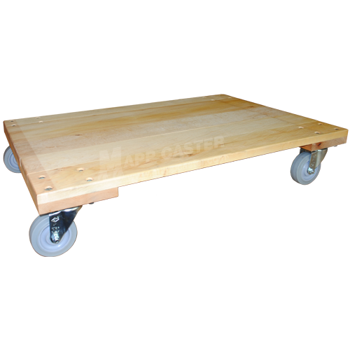 24" x 36" Solid Deck Dolly with 4" TPR Rubber Wheel Casters - 1,000 Lbs Capacity