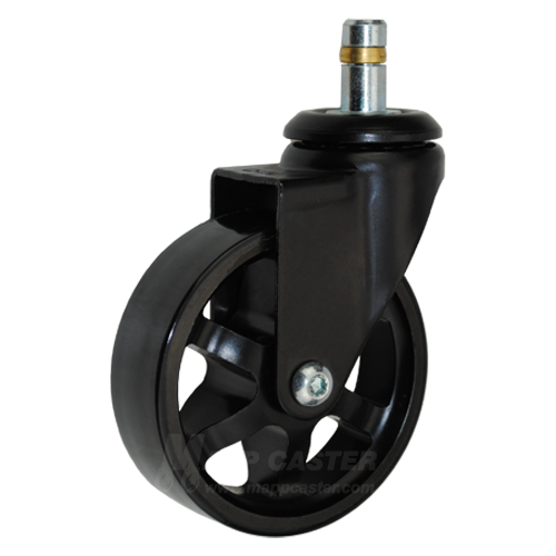 3" x 7/8" Polyurethane on Iron Wheel Swivel Caster with 7/16" x 7/8" Grip Ring Stem - 100 Lbs Capacity