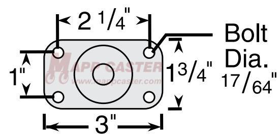 Mounting Plate - 3"x1" Thermoplastic Wheel Swivel Caster - Part# G1.03056.441