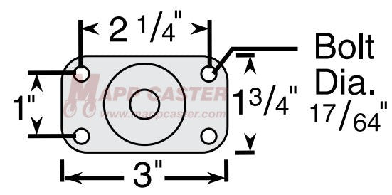 3" x 7/8" Polyolefin Wheel Swivel Caster - Part #G1305653 Mounting Plate