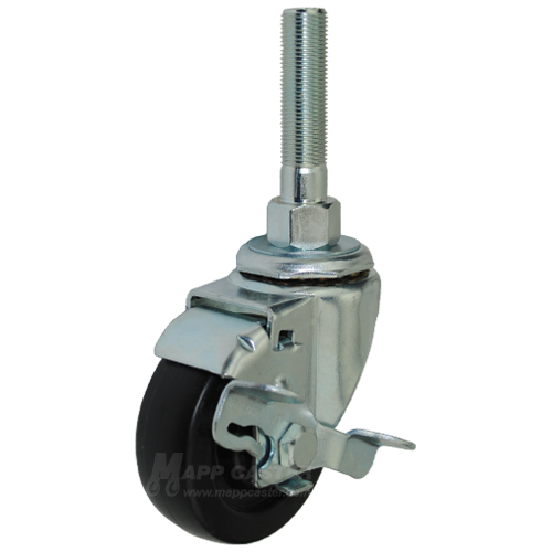 3" x 1" Chick-Fil-A Henny Penny Fryer replacement Stem Brake Caster - 200 Lbs Capacity